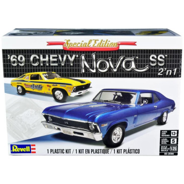 KIT PARA MONTAR REVELL EDIÇÃO ESPECIAL CHEVY NOVA SS 1969 2 EM 1 1/25 141 PEÇAS REV 85-2098 12098